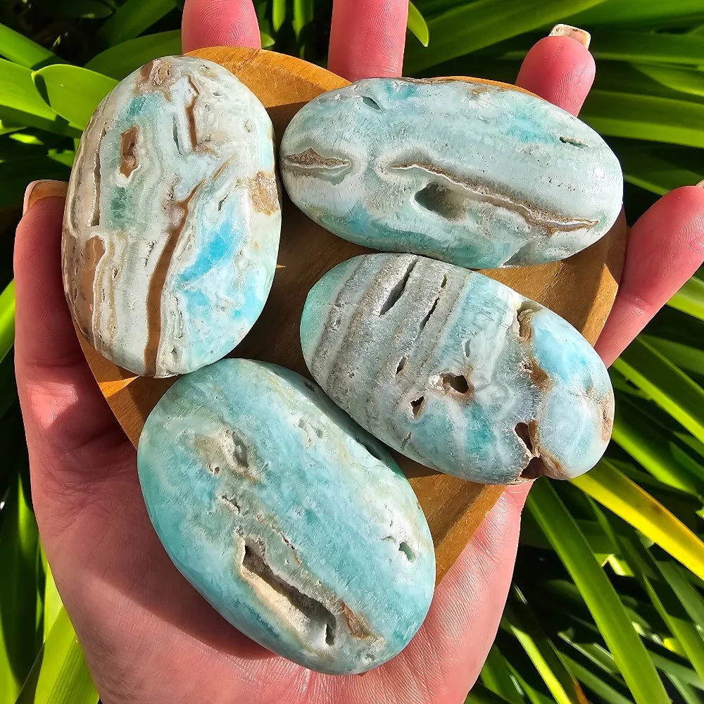 Hemimorphite Crystal Palm Stone