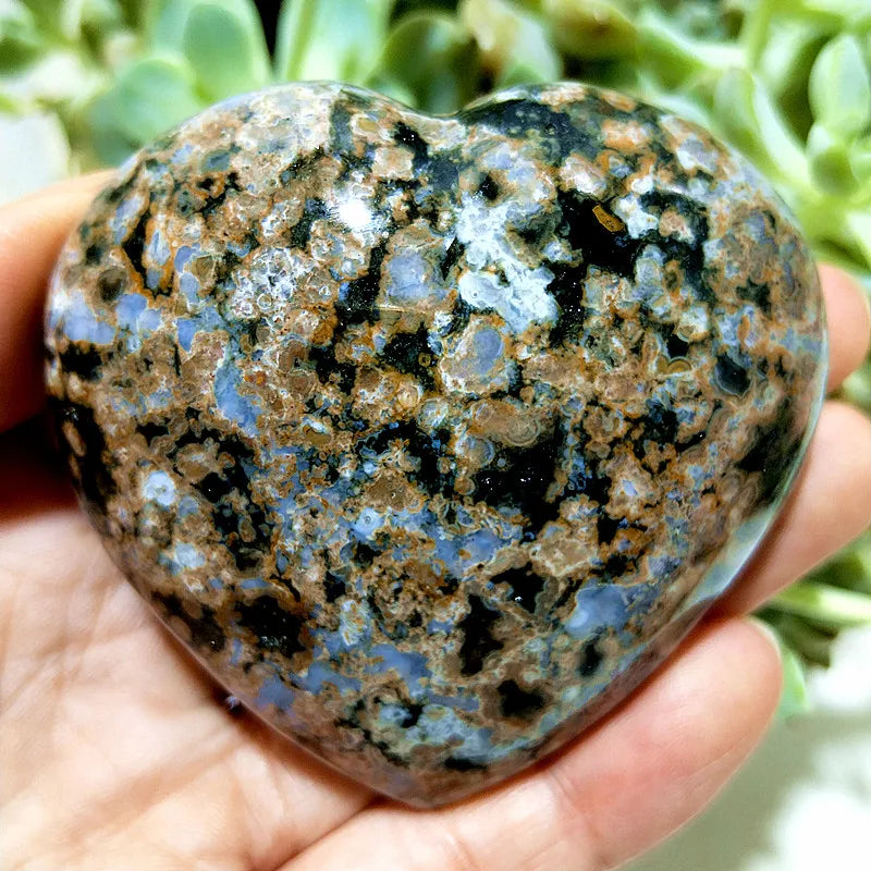 Ocean Jasper Crystal Carved Polished Heart Specimen
