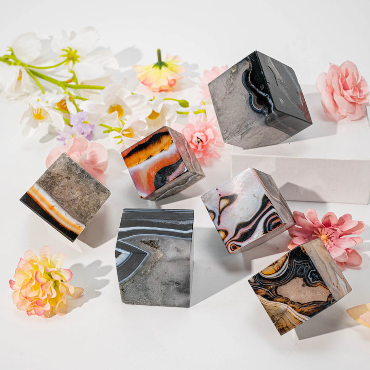 Agate Crystal Polished Cube Natural Stone Block