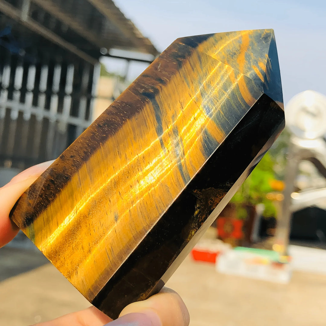 Tiger's Eye Blue & Gold Crystal Tower