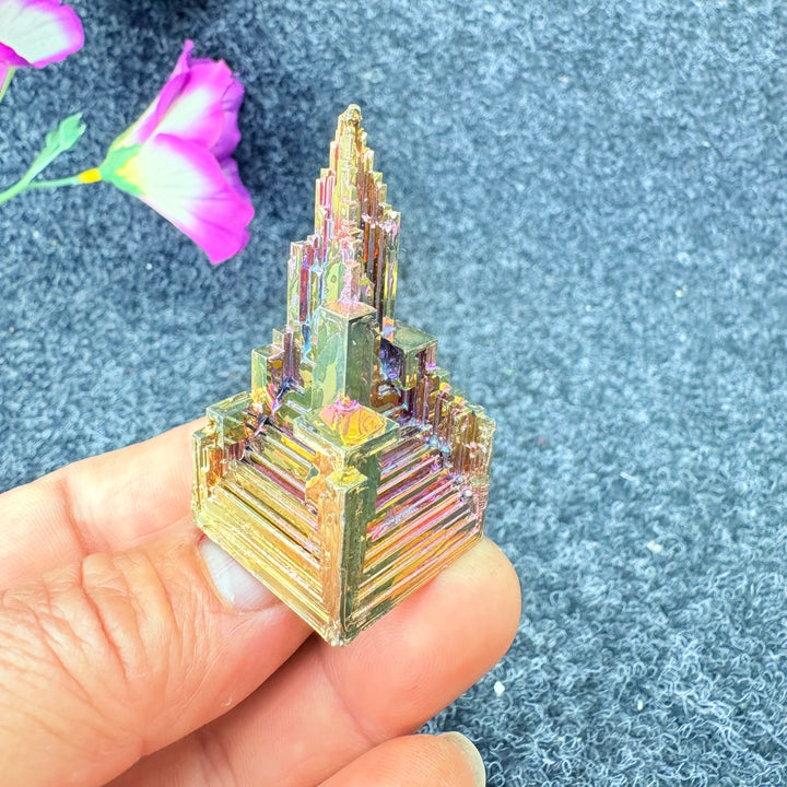 Rainbow Bismuth Crystal Pyramid Collector Specimen