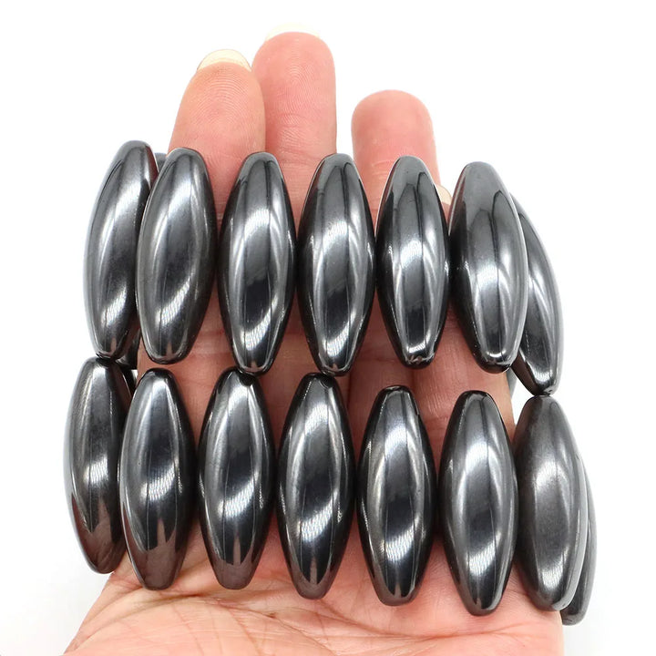 Natural Magnetic Hematite Olive Shaped Bead 38x13mm