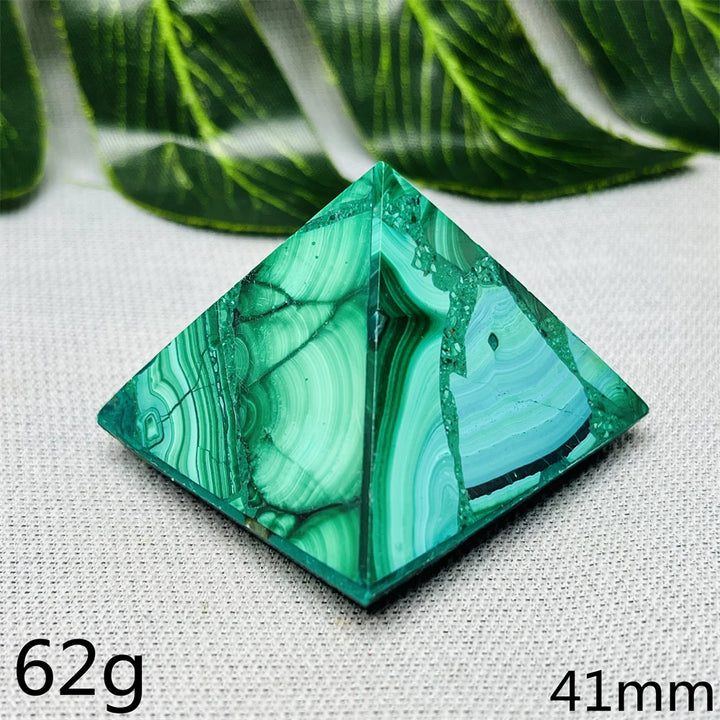 Malachite Crystal Pyramid Handcrafted Sacred Geometry