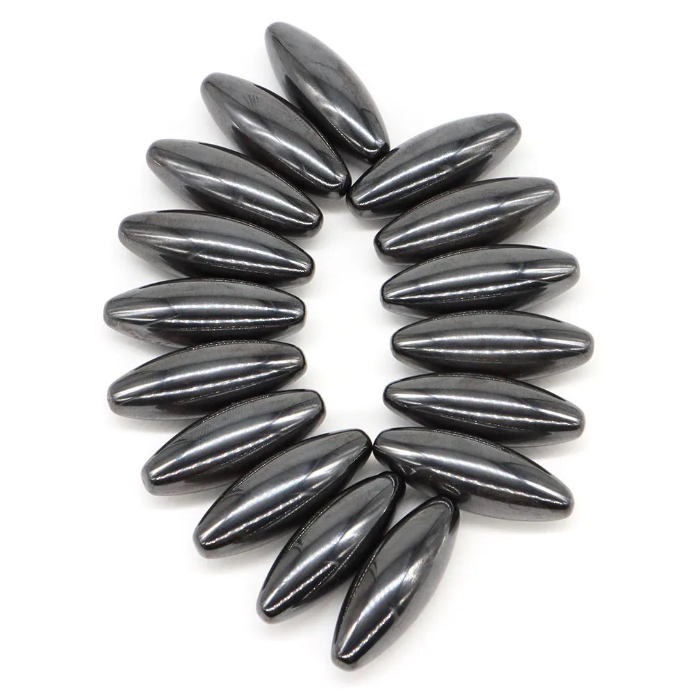 Natural Magnetic Hematite Olive Shaped Bead 38x13mm