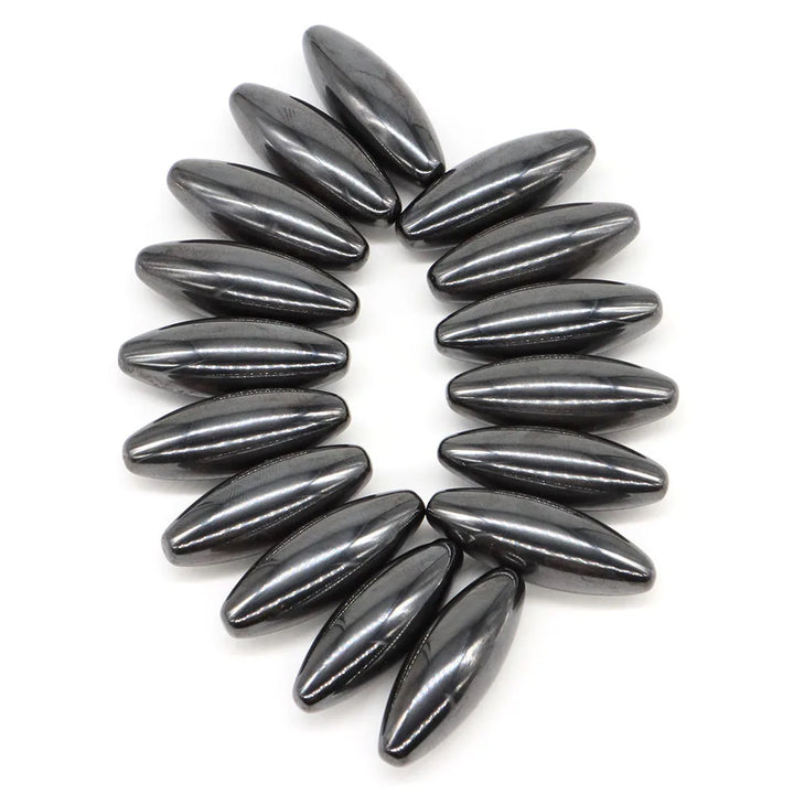 Natural Magnetic Hematite Olive Shaped Bead 38x13mm