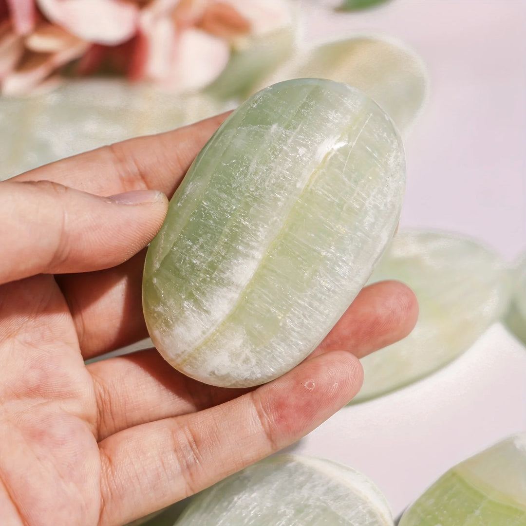 Caribbean Blue Calcite Crystal Palm Stone