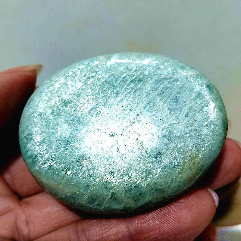 Amazonite Crystal Polished Palm Stone Natural Specimen