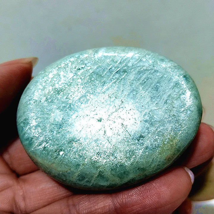 Amazonite Crystal Polished Palm Stone Natural Specimen