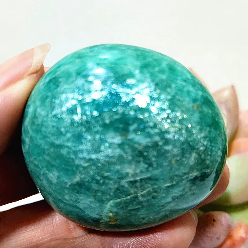 Amazonite Crystal Polished Palm Stone Natural Specimen
