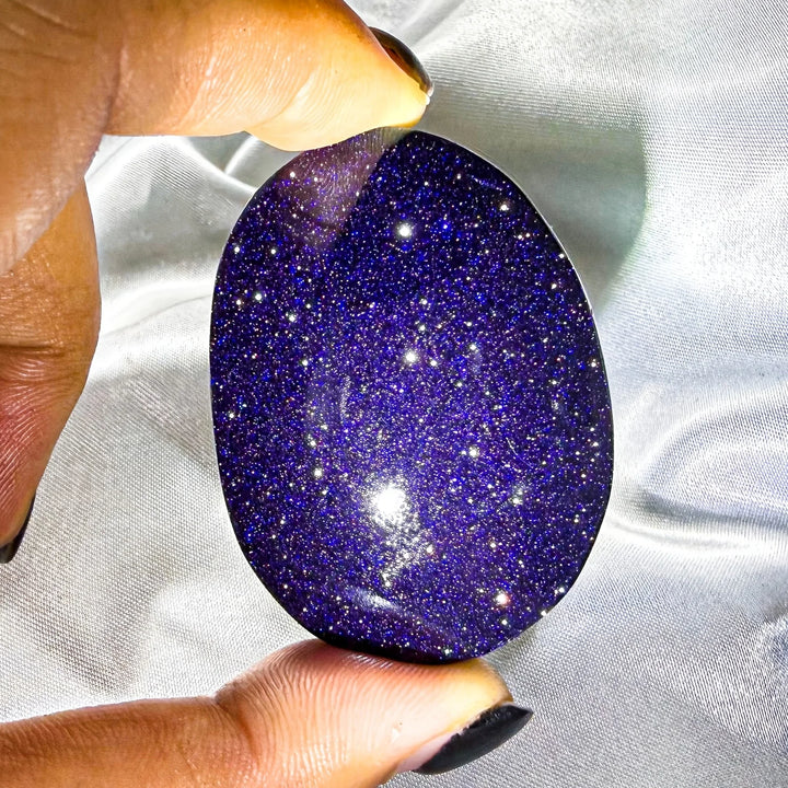 Blue Sandstone Crystal Palm Stone