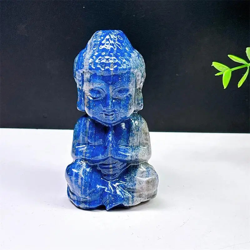 Lapis Lazuli Crystal Carved Buddha Meditation Statue