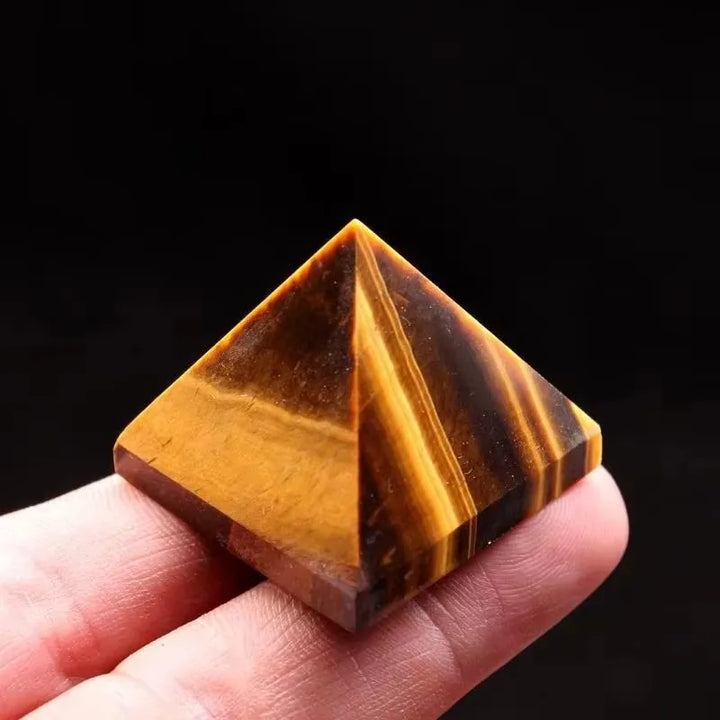 Tiger Eye Crystal Pyramid for Grounding and Confidence