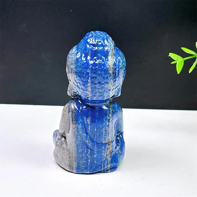 Lapis Lazuli Crystal Carved Buddha Meditation Statue
