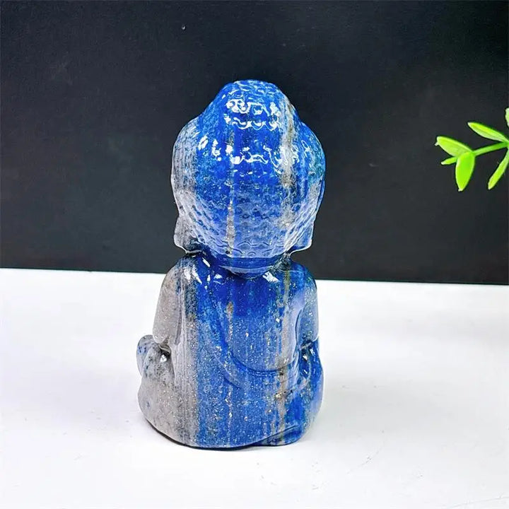 Lapis Lazuli Crystal Carved Buddha Meditation Statue