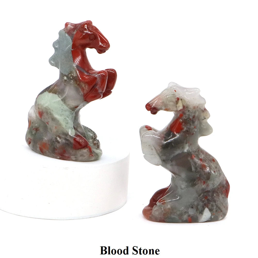 Natural Crystal Carved Horse Figurine Multi Stone Statue