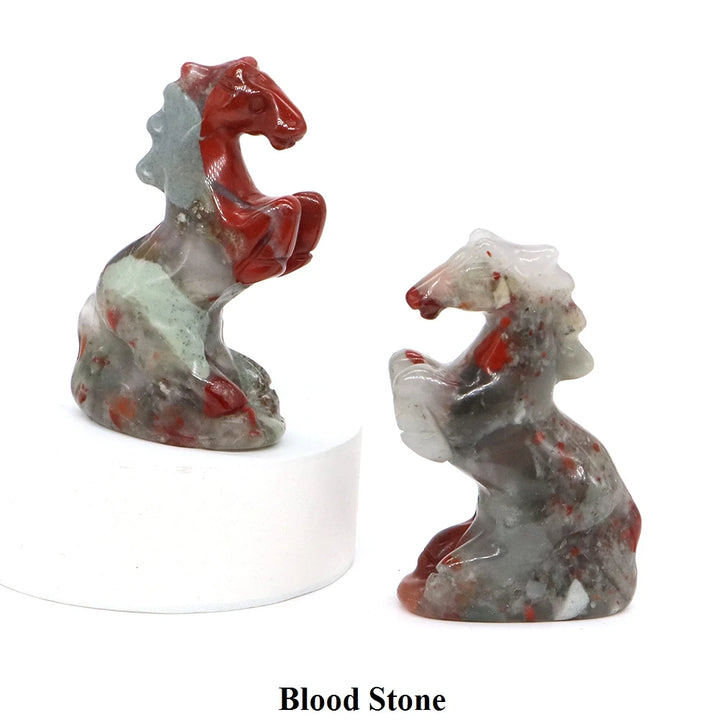 Natural Crystal Carved Horse Figurine Multi Stone Statue