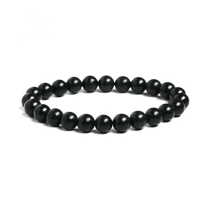 Shungite Bead Bracelet: Shungite 6mm black round bead bracelet on white