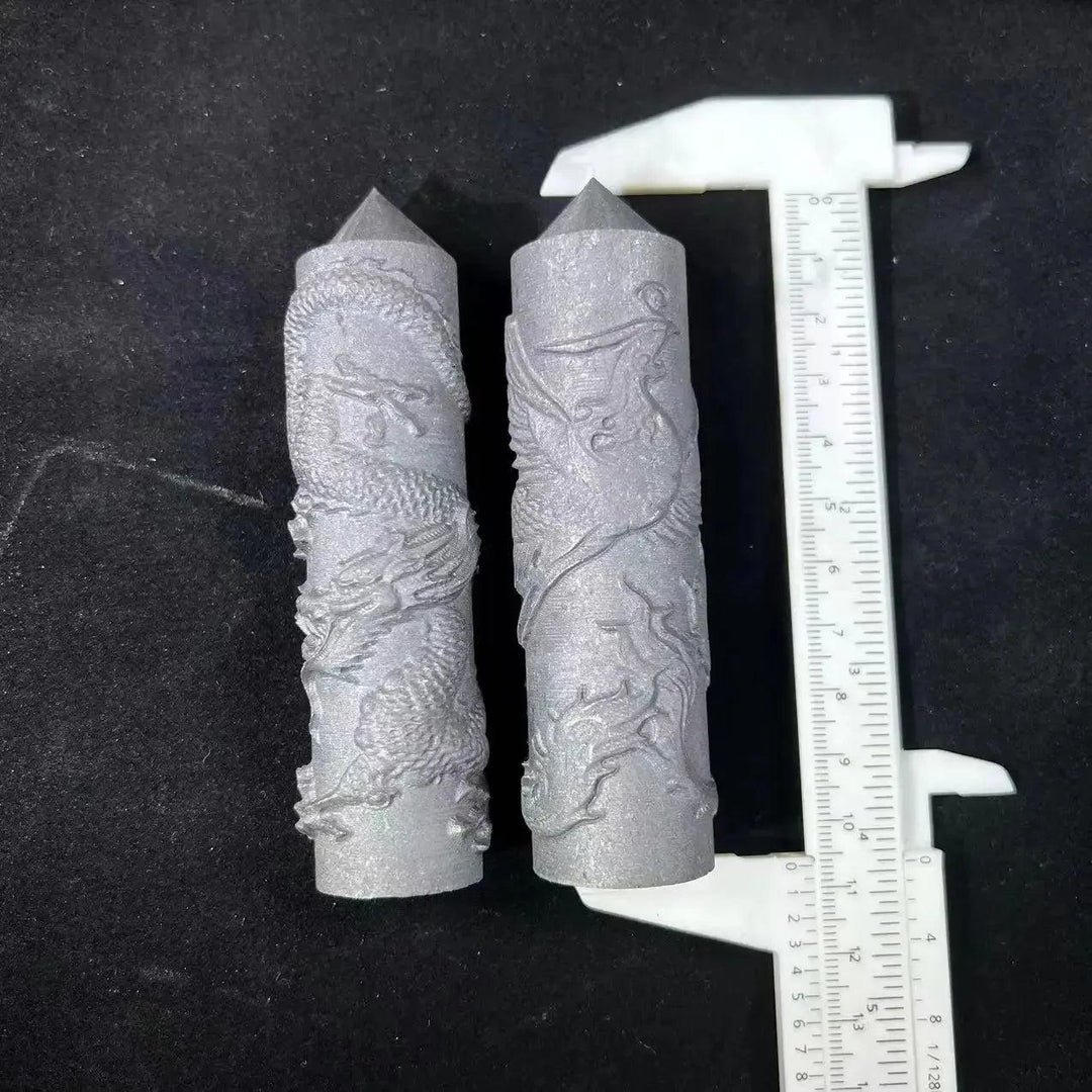 Shungite Carved Dragon or Phoenix Tower