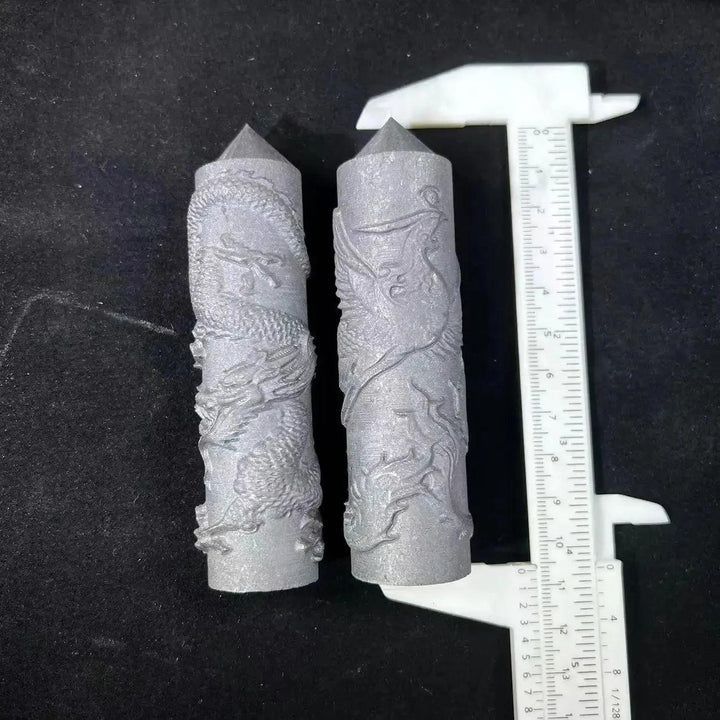 Shungite Carved Dragon or Phoenix Tower