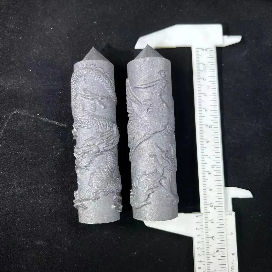 Shungite Carved Dragon or Phoenix Tower-Towers-Ali-Shungite Dragon-110mm-Crystal Destiny