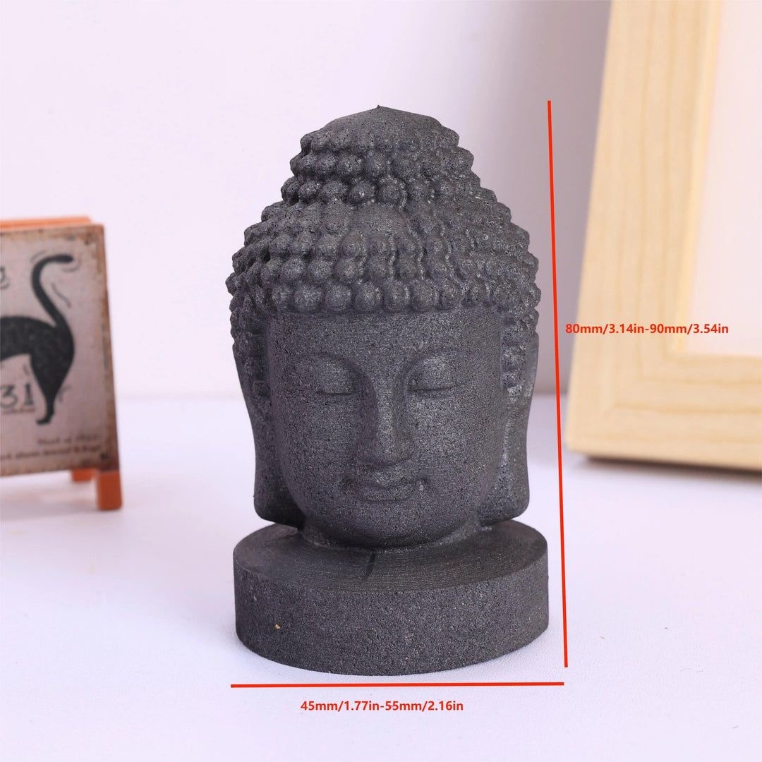 Matte black Shungite Crystal Carved Buddha Statue for grounding and protective energy.