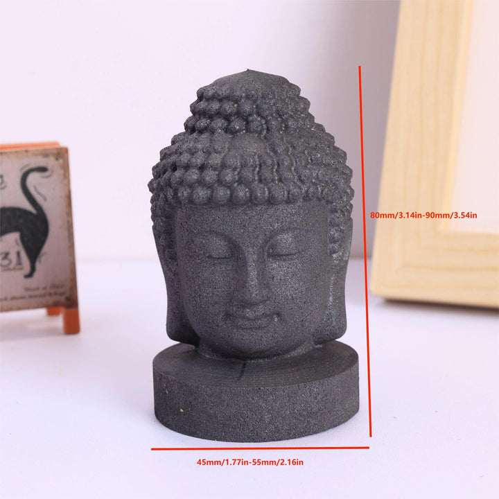 Matte black Shungite Crystal Carved Buddha Statue for grounding and protective energy.