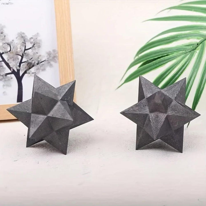 Shungite Crystal Carved Merkaba Star Sacred Geometry