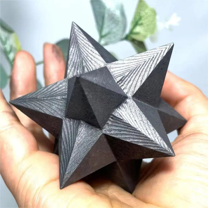 Shungite Crystal Carved Merkaba Star Sacred Geometry