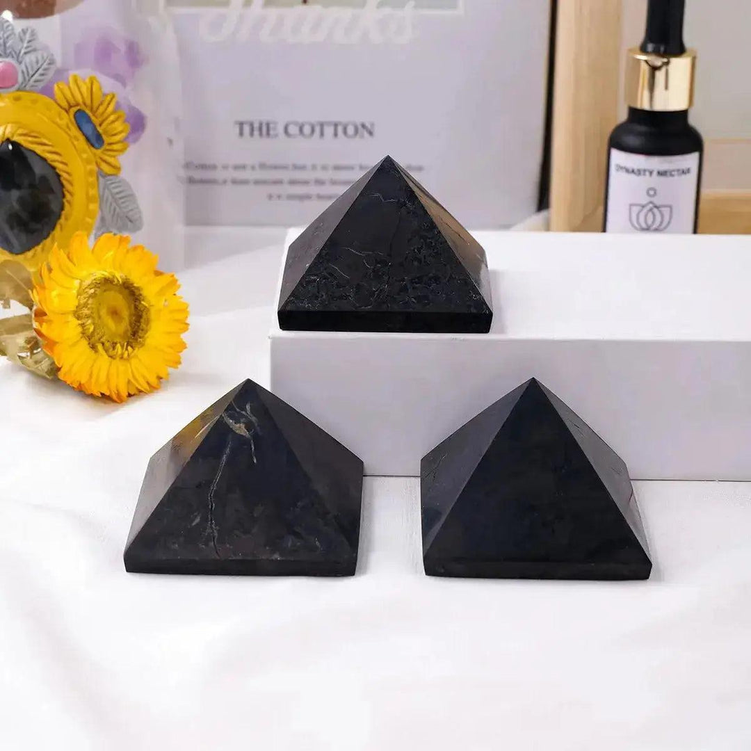 Shungite Crystal Pyramid 50mm Single Size EMF Shield