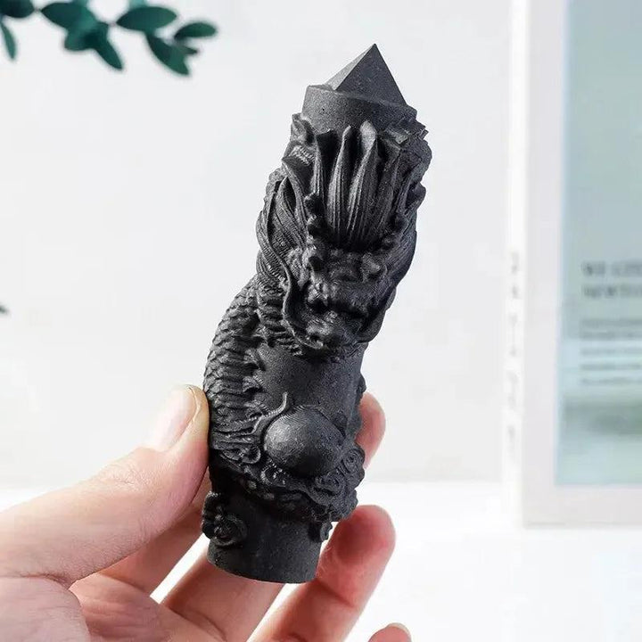 Shungite Dragon Tower | Hand Carved Wand