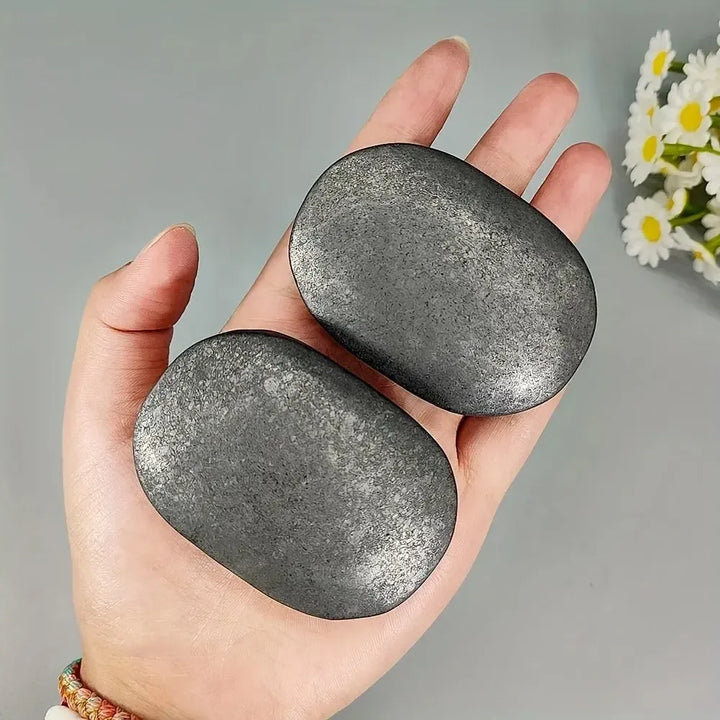 Shungite Heart & Palm Stone Crystal-Hearts-Ali-Shungite Heart-~65mm-Crystal Destiny