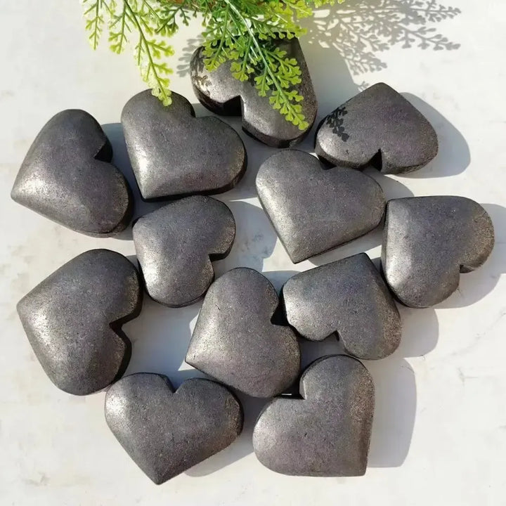 Shungite Heart & Palm Stone Crystal-Hearts-Ali-Shungite Heart-~65mm-Crystal Destiny