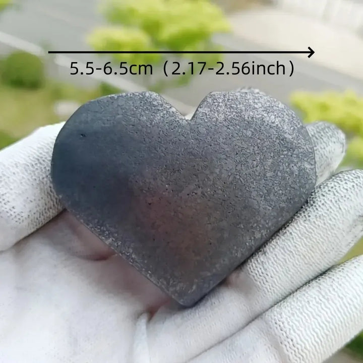 Shungite Heart & Palm Stone Crystal-Hearts-Ali-Shungite Heart-~65mm-Crystal Destiny