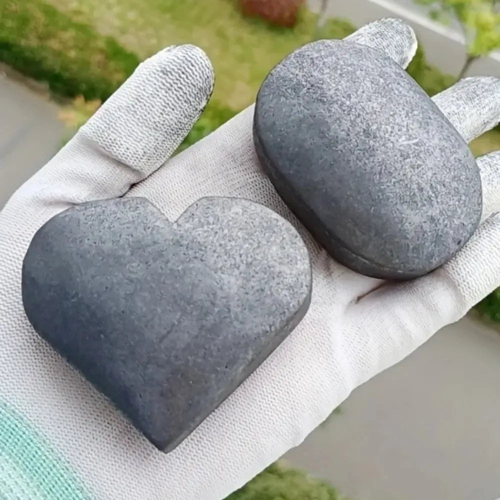 Shungite Heart & Palm Stone Crystal-Hearts-Ali-Shungite Set-~65mm-Crystal Destiny