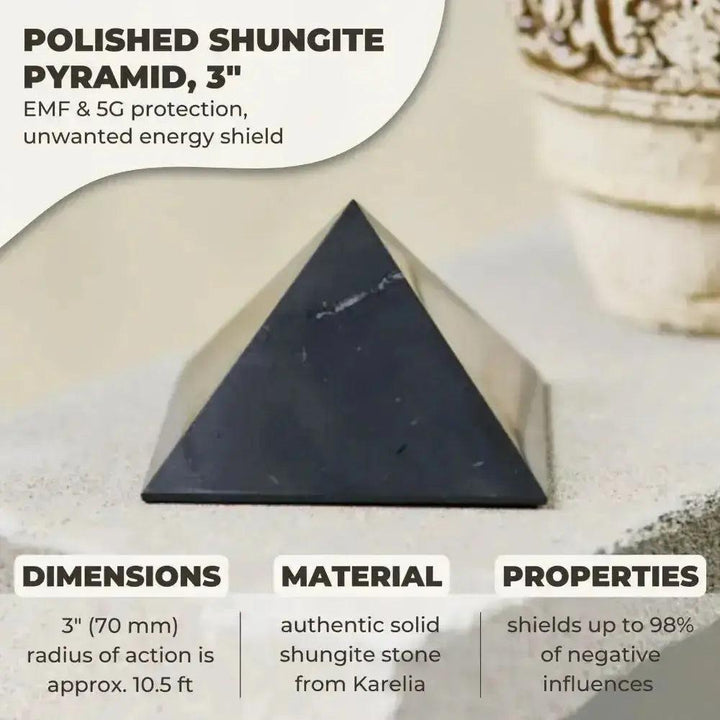 Shungite Pyramids Multiple Sizes 30-60mm EMF Protection
