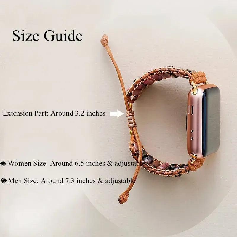 Silver Natural Stone Beaded Apple iWatch Band