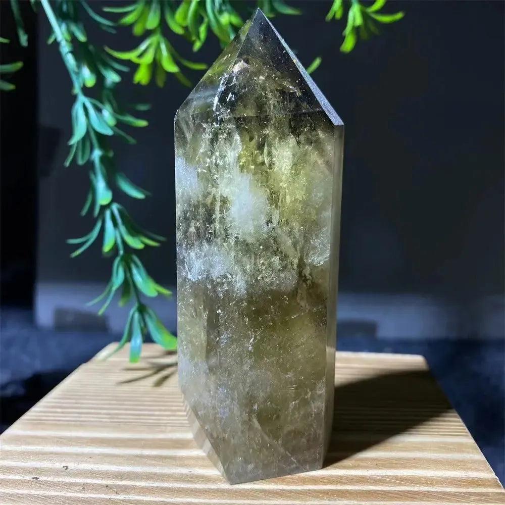 Natural Smoky Citrine Yellow Crystal Point Tower Mineral Energy Healing Hexagonal Wand Home Decor Gift