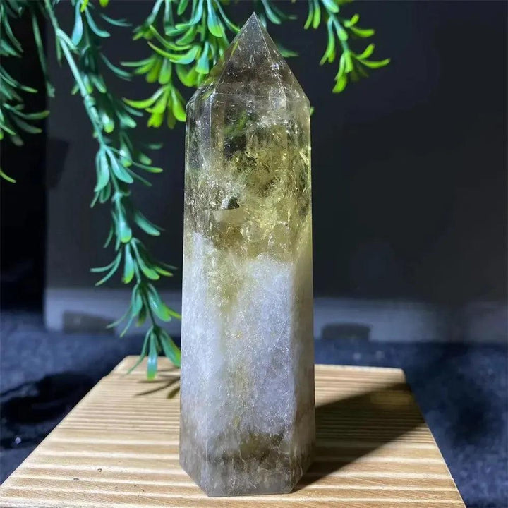Natural Smoky Citrine Yellow Crystal Point Tower Mineral Energy Healing Hexagonal Wand Home Decor Gift
