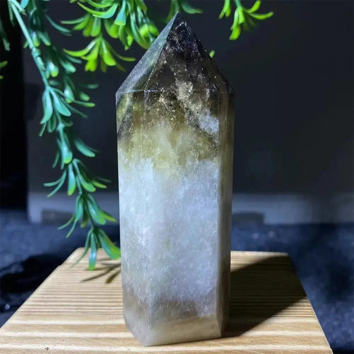 Natural Smoky Citrine Yellow Crystal Point Tower Mineral Energy Healing Hexagonal Wand Home Decor Gift