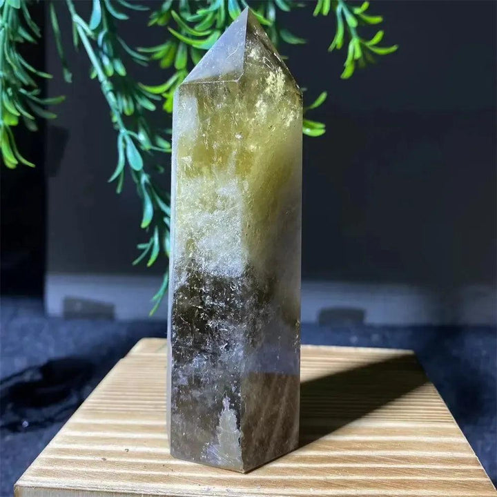 Natural Smoky Citrine Yellow Crystal Point Tower Mineral Energy Healing Hexagonal Wand Home Decor Gift