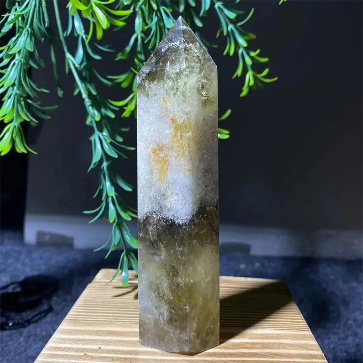 Natural Smoky Citrine Yellow Crystal Point Tower Mineral Energy Healing Hexagonal Wand Home Decor Gift