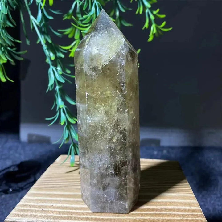 Natural Smoky Citrine Yellow Crystal Point Tower Mineral Energy Healing Hexagonal Wand Home Decor Gift