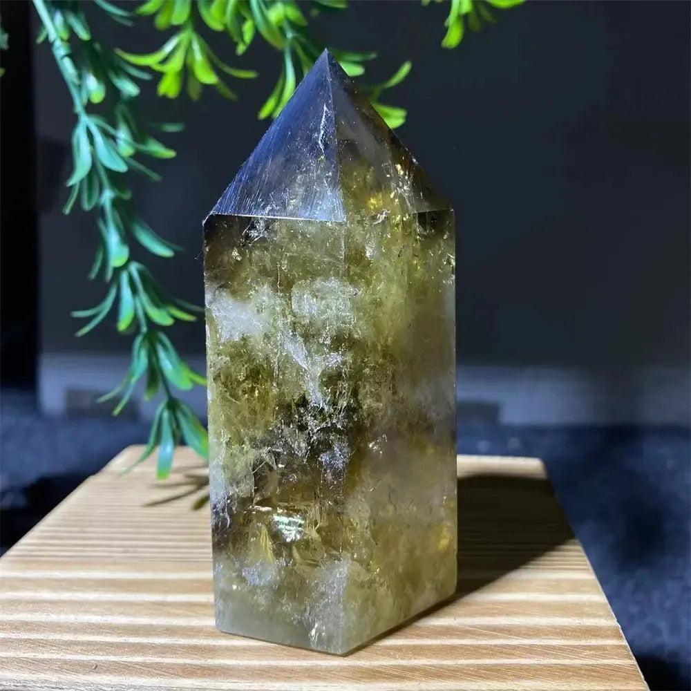 Natural Smoky Citrine Yellow Crystal Point Tower Mineral Energy Healing Hexagonal Wand Home Decor Gift