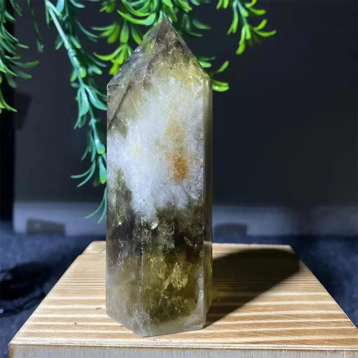 Natural Smoky Citrine Yellow Crystal Point Tower Mineral Energy Healing Hexagonal Wand Home Decor Gift