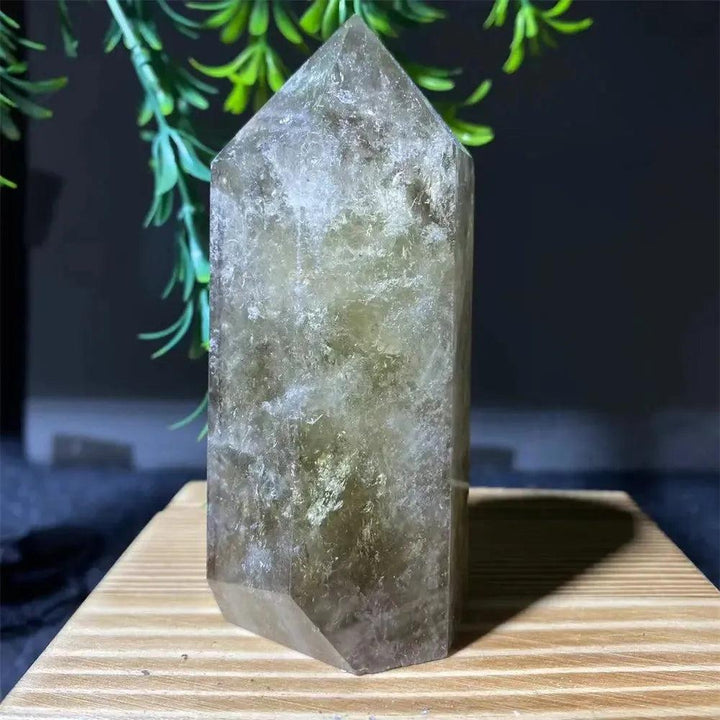Natural Smoky Citrine Yellow Crystal Point Tower Mineral Energy Healing Hexagonal Wand Home Decor Gift