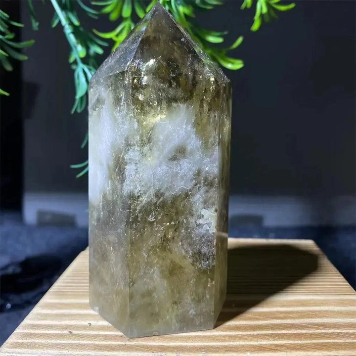 Natural Smoky Citrine Yellow Crystal Point Tower Mineral Energy Healing Hexagonal Wand Home Decor Gift
