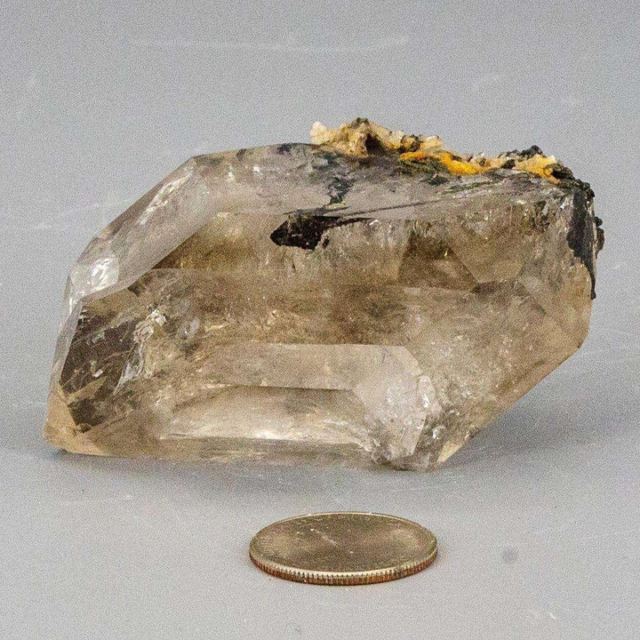 Rare Smoky Herkimer Quartz Point, double-terminated, with grounding smoky hue and natural inclusions.