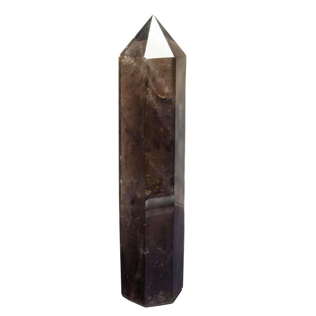 Smoky "Dark" Quartz Tower: Deeply saturated, nearly opaque chocolate-to-black crystal for powerful grounding and protection.