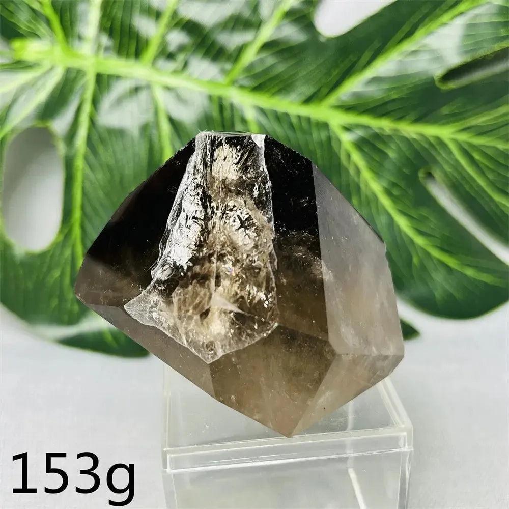 Hand-polished Smoky Quartz free-form crystal tower, 153g, with dark brown to charcoal hues from Crystal Destiny.
