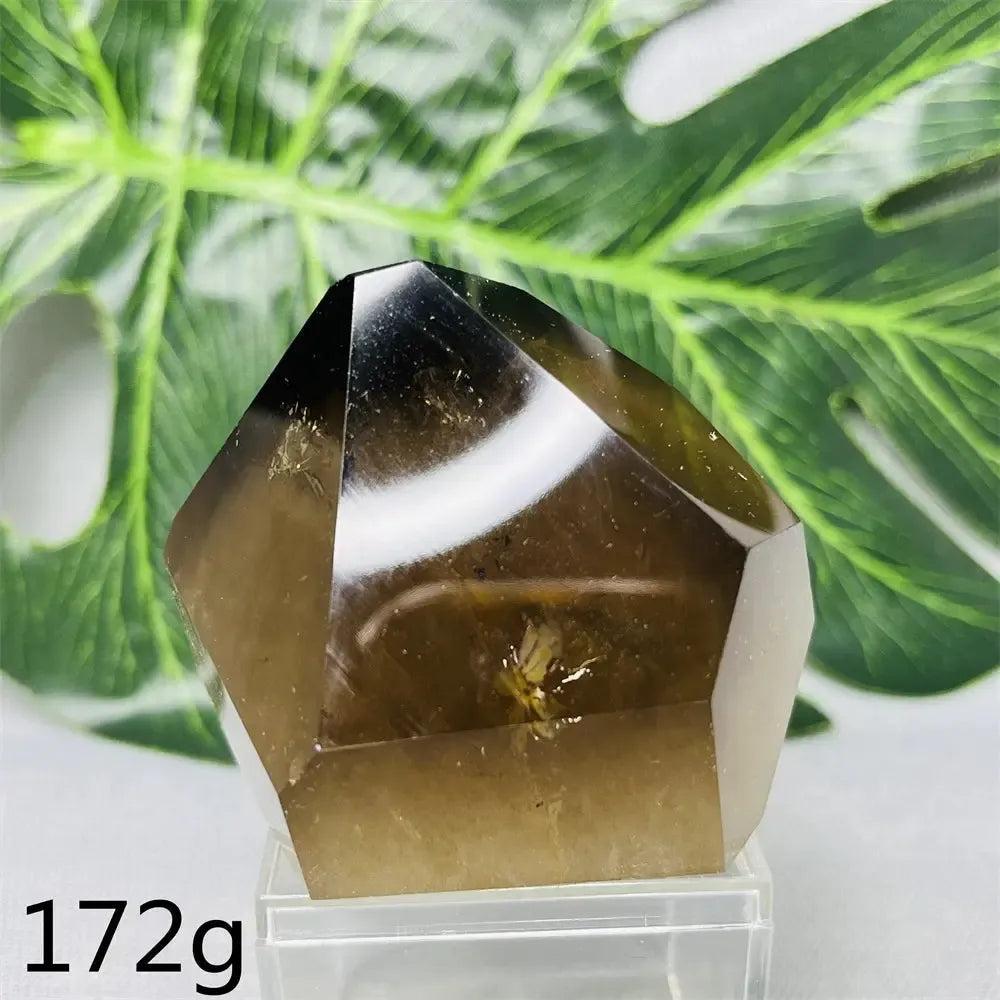 Smoky Quartz free-form crystal tower, hand-polished, with deep brown-to-charcoal color from Crystal Destiny.